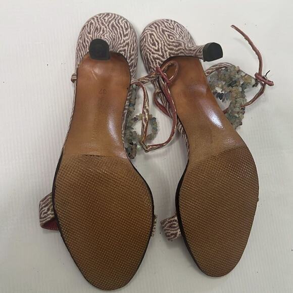 MANOLO BLAHNIK ANKLE BEADS STRAPS SANDALS SIZE 37 - Picture 5 of 8